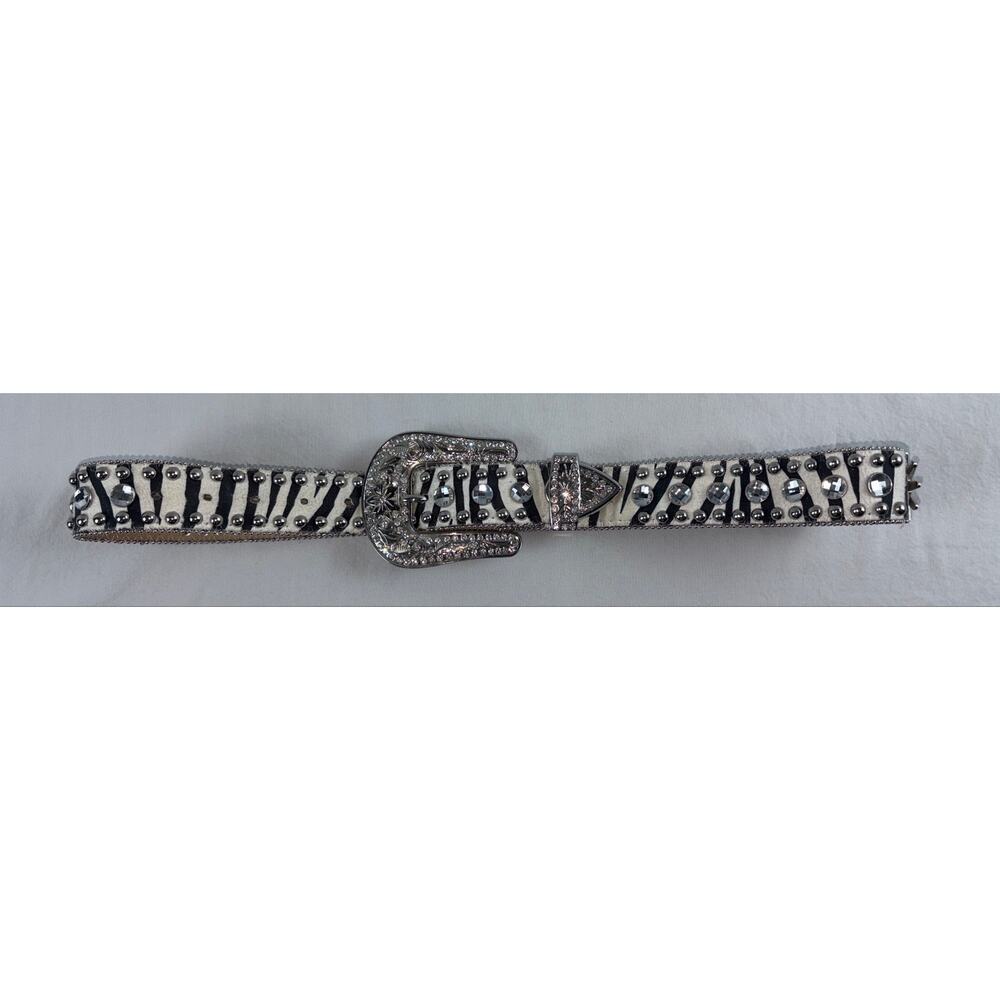 Blazin' Roxx Zebra & Rhinestone Belt Waist 30 36
